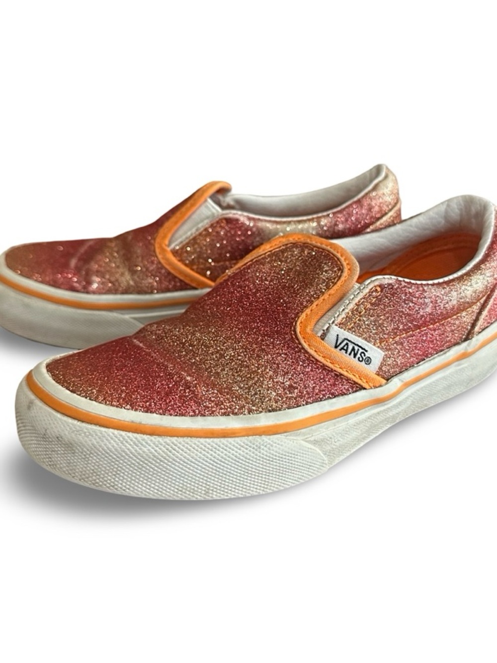 Vans Kids Glitter Slip-On Sneakers - Pink & Orange Trim